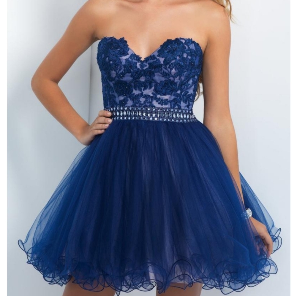BLUSH BY ALEXIA BLUE STRAPLESS HOMECOMING DRESS